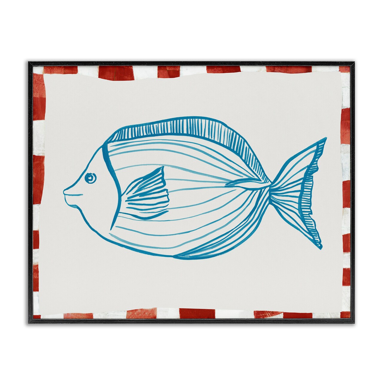 Stupell Industries Ocean Fish Sketch Black Framed Giclee Art, design by Hannah Dawson